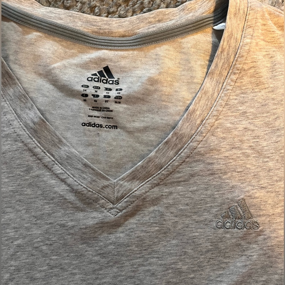 Adidas Light Gray V-Neck Tee - Picture 3 of 3